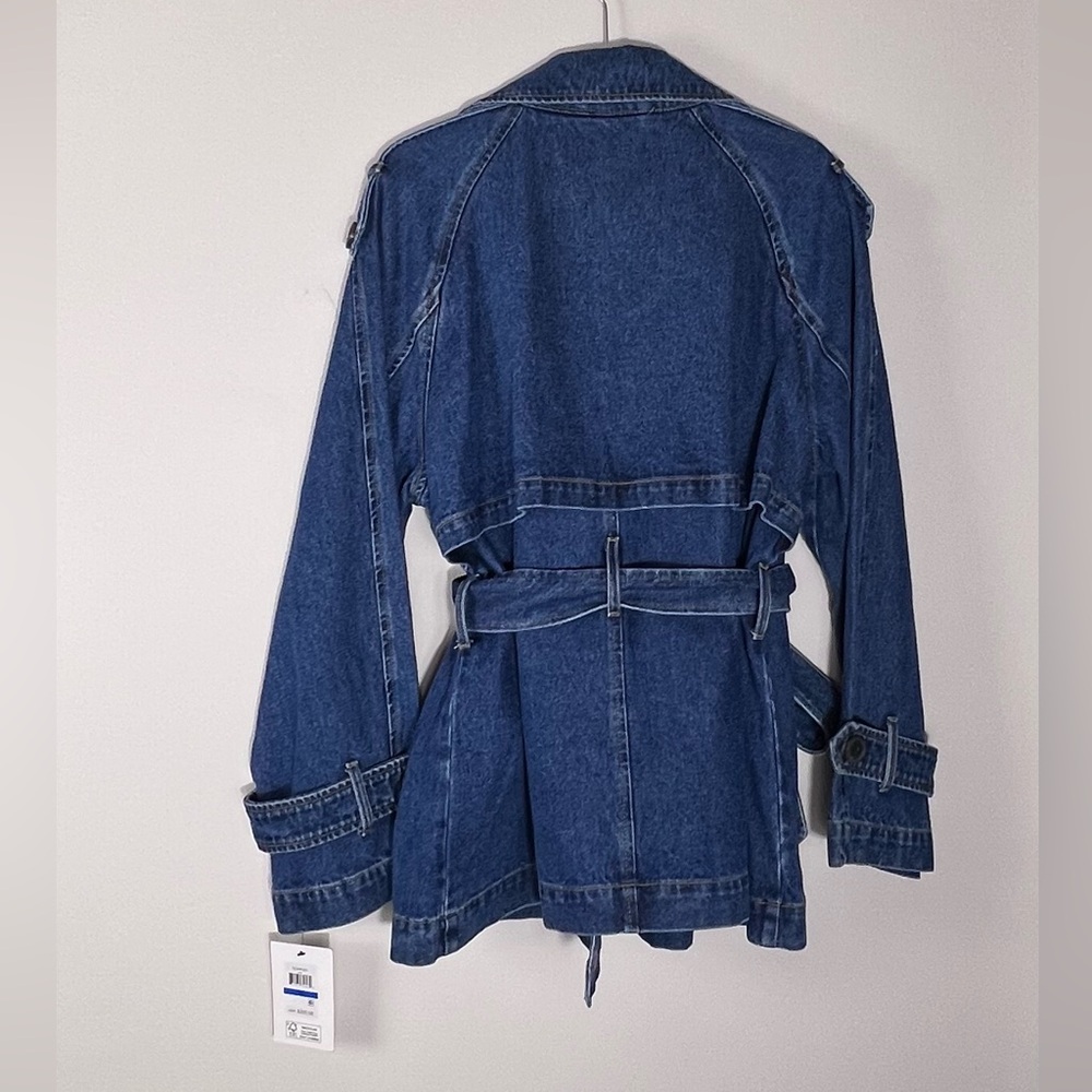 DKNY Denim Trench Jacket NWT | Belted Jean Coat - Picture 3 of 3
